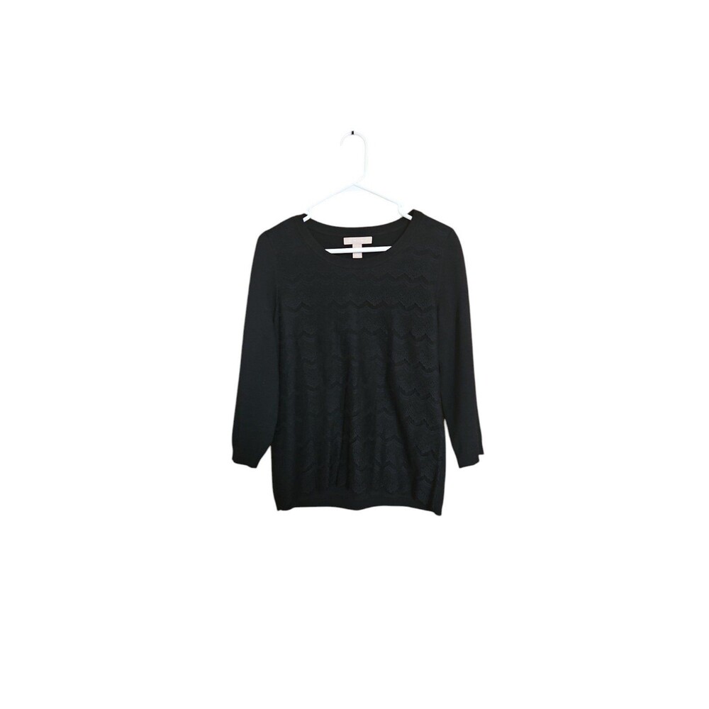 Women's Banana Republic Lace Sweater Black Medium 30% wool